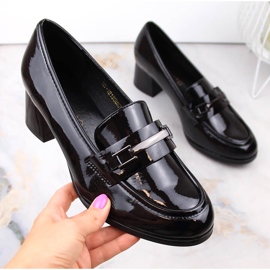 Mocassins femme laqués à talons hauts noir Potocki SZ12155 1