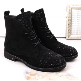 Bottines femme avec zircons noir Potocki SZ12178 le noir 2