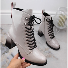 Bottines à talons laquées pour femme D&A S.Barski Premium Collection MR870-06 gris 1 Bottines à talons laquées pour femme D&A S.Barski Premium Collection MR870-06 gris 1