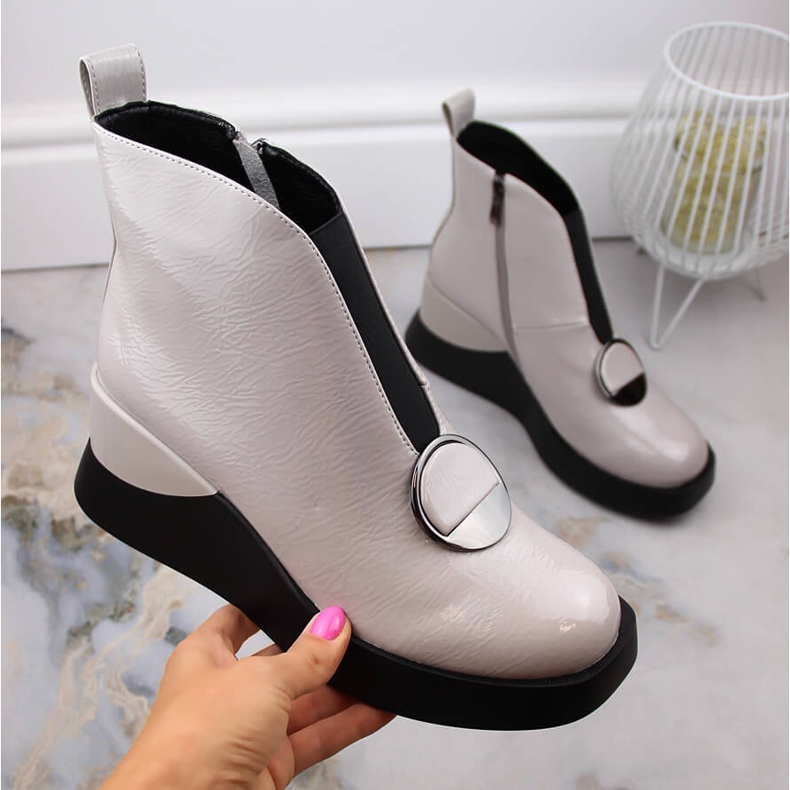 Bottines compensées femme grises D&amp;A S.Barski Premium Collection MR870-36 1