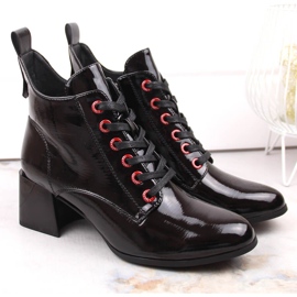 Boots femme laquées noires D&amp;A S.Barski Premium Collection MR870-66 le noir 1