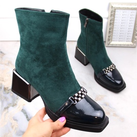 Bottes femme à talons décoratifs vert D&amp;A S.Barski Premium Collection MR870-70 1