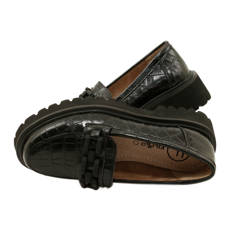 Mocassins en cuir avec décoration Filippo DP4792/23 BK CR noir 4
