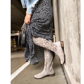 Olivier Boots ajourées gris clair femme 3