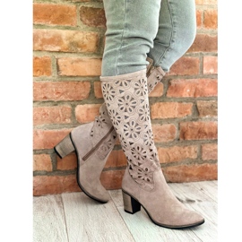 Olivier Bottines à talons ajourées beiges 8