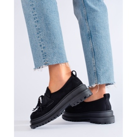 Mocassins à pampilles en daim noir de Shelovet le noir 3