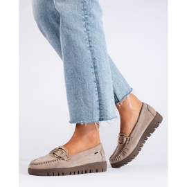 Goodin Mocassins femme en daim beige 6