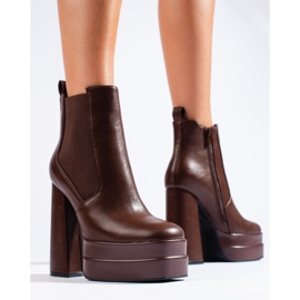 Bottines plateforme Shelovet marron avec élastique brun 1