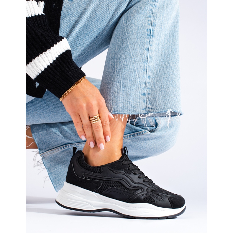 Baskets femme Shelovet noires à lacets 1
