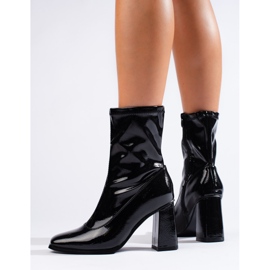 Bottines Shelovet en cuir verni noir le noir 1