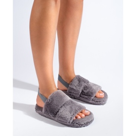 Chaussons fourrure femme Shelovet gris 1