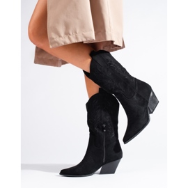 Santiags femme Shelovet en daim noir le noir 2