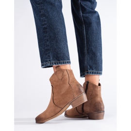 W. Potocki Bottines cowboy basses en daim camel Potocki brun 2