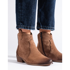 W. Potocki Bottines cowboy basses en daim camel Potocki brun 3