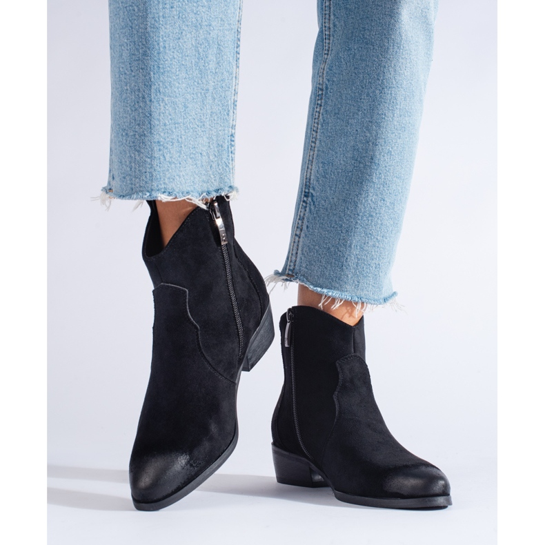 W. Potocki Santiags femme noires Potocki daim le noir 1