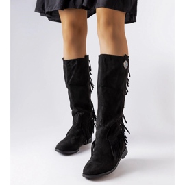 Bottines compensées recouvertes noires de Lecore le noir 3
