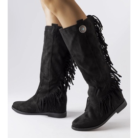 Bottines compensées recouvertes noires de Lecore le noir 1