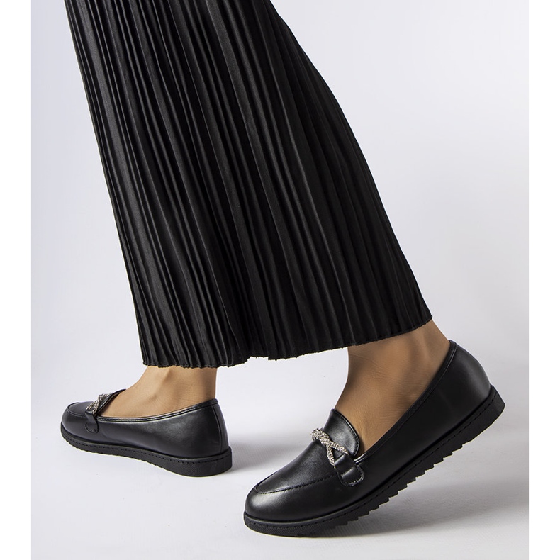 Mocassins noirs avec strass de Paola 2
