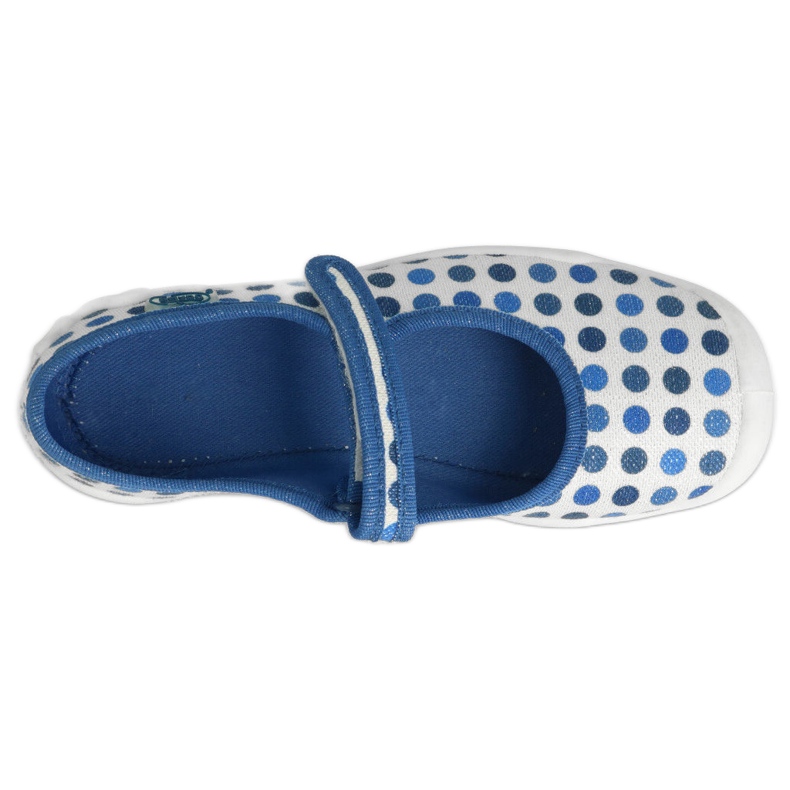 Chaussons enfant Befado avec velcro, à pois 114Y495, bleu et blanc 4