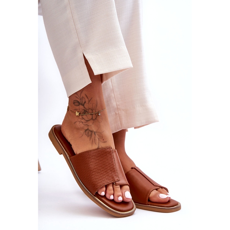 Chaussons Femme Camel Harmony En Cuir brun 7