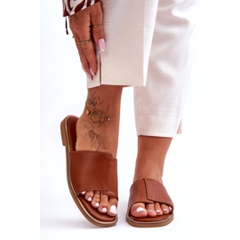 Chaussons Femme Camel Harmony En Cuir brun 2