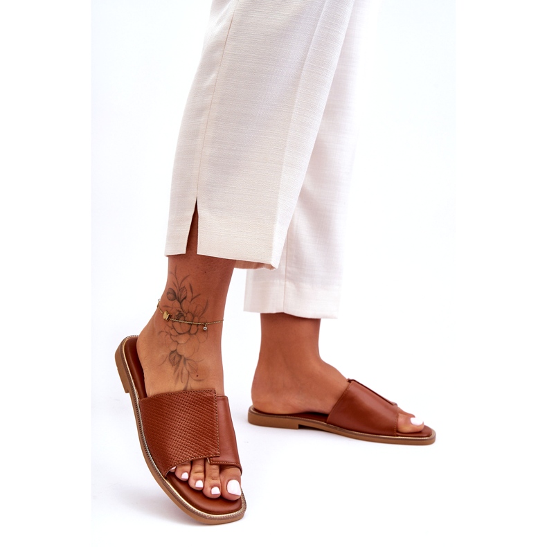 Chaussons Femme Camel Harmony En Cuir brun 3