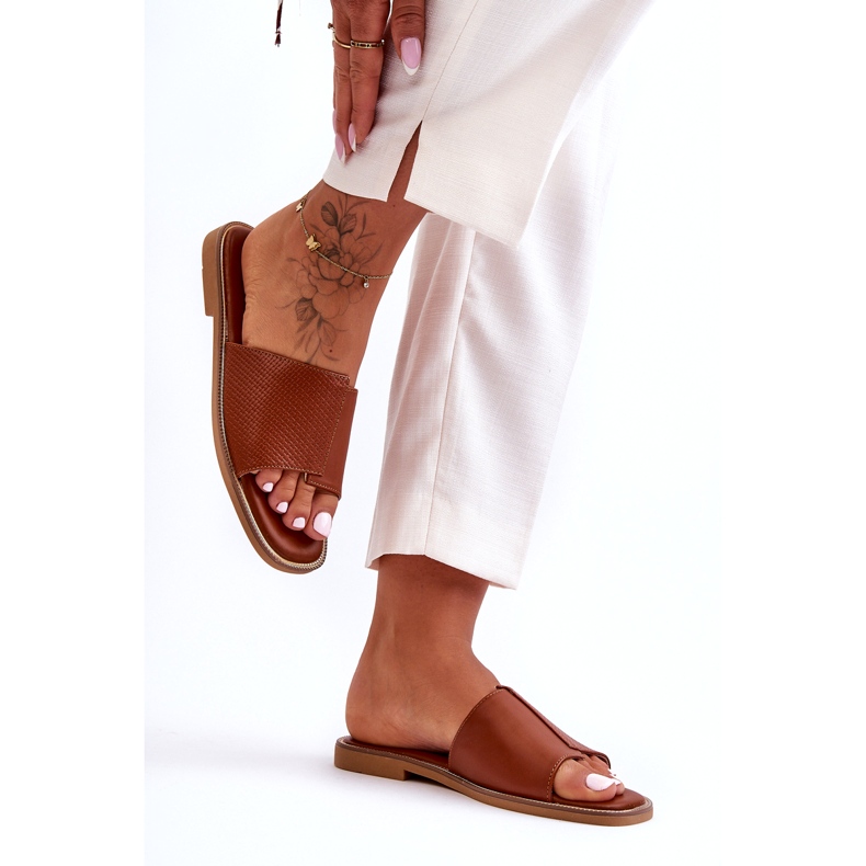 Chaussons Femme Camel Harmony En Cuir brun 5
