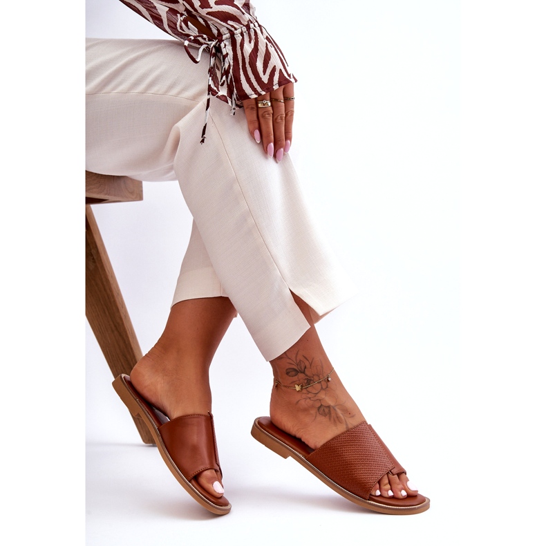 Chaussons Femme Camel Harmony En Cuir brun 6