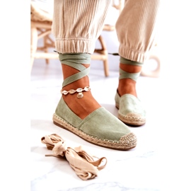 Espadrilles en daim vertes à nouer 1