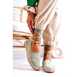 Espadrilles en daim vertes à nouer 2