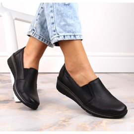 Chaussures femme en cuir, slip-on noir Helios 350 2