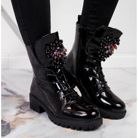 Bottes femme avec perles, isolées, noir verni Jezzi RMR2071-15 le noir 7