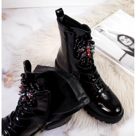 Bottes femme avec perles, isolées, noir verni Jezzi RMR2071-15 le noir 5
