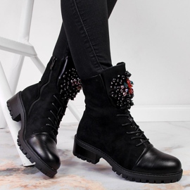Bottes femme avec perles isolées noir Jezzi RMR2071-15 1