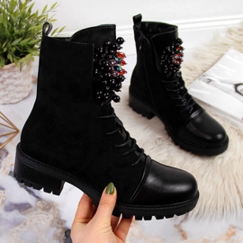 Bottes femme avec perles isolées noir Jezzi RMR2071-15 2