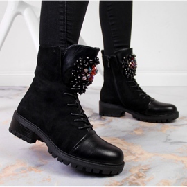 Bottes femme avec perles isolées noir Jezzi RMR2071-15 le noir 6