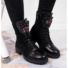 Bottes femme avec perles isolées noir Jezzi RMR2071-15 le noir 7