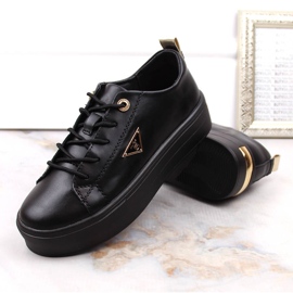 Chaussures pour femmes en cuir sur la plate-forme Filippo noire 1