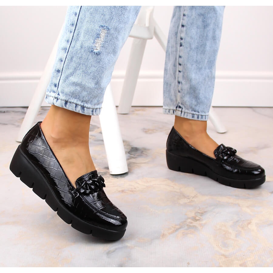 Chaussures femme en cuir laqu noir Croco Filippo le noir