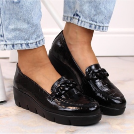 Chaussures femme en cuir laqué noir Croco Filippo 2