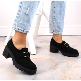 Talons hauts en daim noir avec une chaîne Vinceza 10921 le noir 8