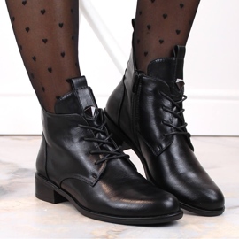 M. DASZYŃSKI Bottes à lacets et fermeture éclair pour femmes isolées noir M.Daszyński SA198-24 le noir 6