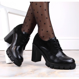 M. DASZYŃSKI Chaussures pour femmes sur poteau et plateforme noir M.Daszyński SA218-2 le noir 4