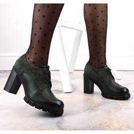 M. DASZYŃSKI Chaussures vertes pour femmes sur poteau et plateforme M.Daszyński SA218-2 4