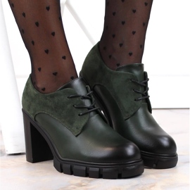 M. DASZYŃSKI Chaussures vertes pour femmes sur poteau et plateforme M.Daszyński SA218-2 5