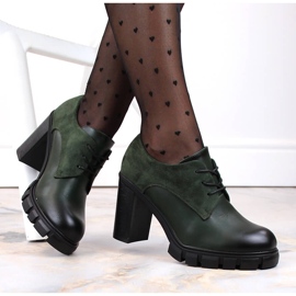 M. DASZYŃSKI Chaussures vertes pour femmes sur poteau et plateforme M.Daszyński SA218-2 6