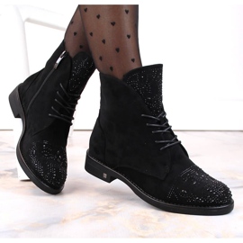 Bottines femme avec zircons noir Potocki SZ12178 le noir 4