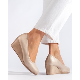 Escarpins compensés femme Shelovet à paillettes d'or 2 Escarpins compensés femme Shelovet à paillettes d'or 2