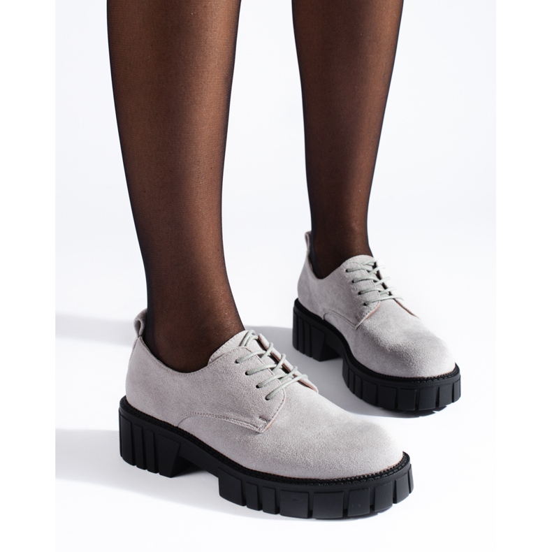 Chaussures à lacets en daim pour femmes Shelovet noir 2