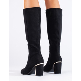 Bottines Shelovet à talons hauts en daim noires élégantes le noir 3